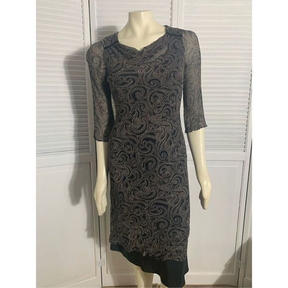 Vintage Coldwater Creek Silk Cowl neck Midi Dress Size 6 - Picture 1 of 16